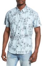 Men's Rvca Print Woven Shirt, Size - Blue