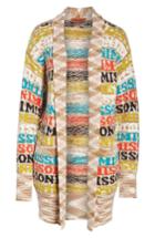 Women's Missoni Logo Knit Wool Blend Cardigan Us / 42 It - Red