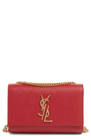 Saint Laurent Small Kate Calfskin Leather Crossbody Bag - Burgundy