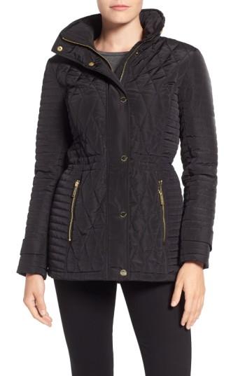 Petite Women's Michael Michael Kors Quilted Anorak P - Black
