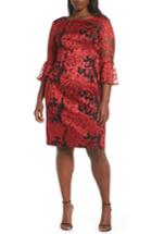 Women's Alex Evenings Embroidered Lace Shift Dress - Red