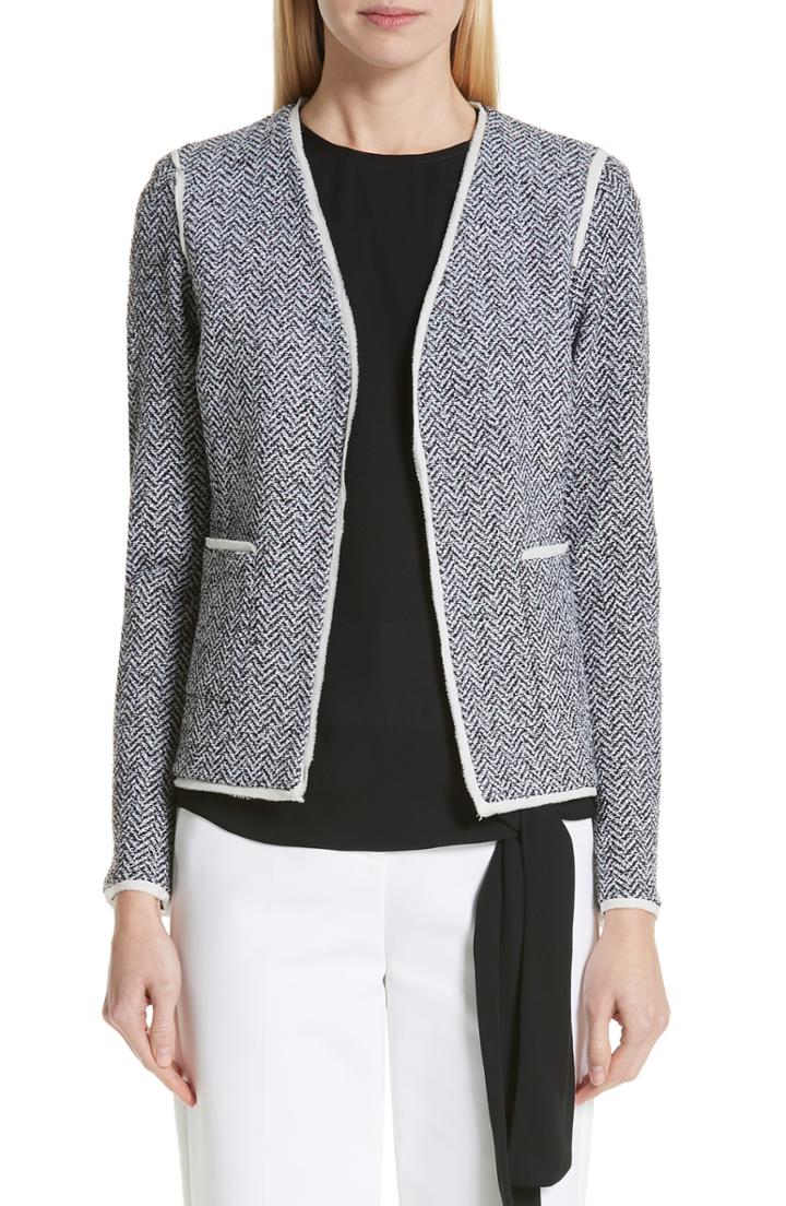 Women's St. John Collection Abby Knit V-neck Jacket - Black