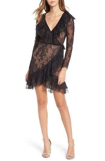 Women's For Love & Lemons Daphne Lace Wrap Dress - Black