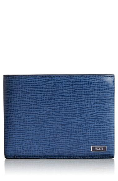 Men's Tumi 'monaco' Global Double Billfold Leather Wallet - Blue