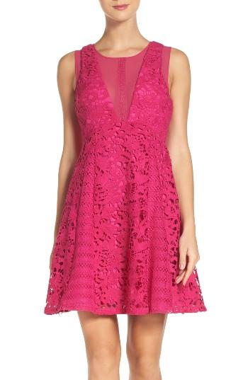 Women's Adelyn Rae Lace Fit & Flare Dress - Pink