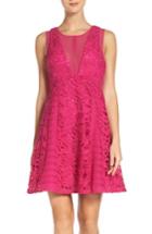 Women's Adelyn Rae Lace Fit & Flare Dress - Pink