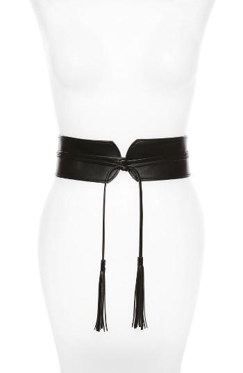 Women's Bp. Tassel Faux Leather Wrap Belt, Size - Black