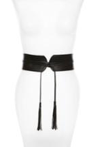 Women's Bp. Tassel Faux Leather Wrap Belt, Size - Black