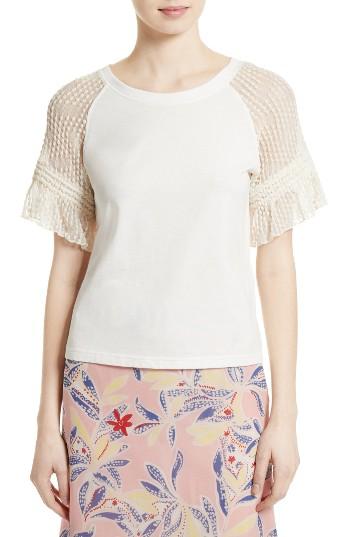 Women's See By Chloe Lace Sleeve Tee