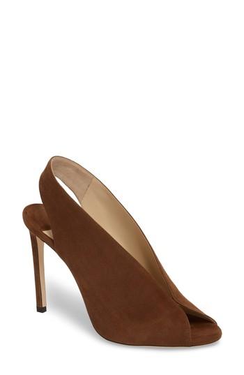Women's Jimmy Choo Shar Peep Toe Slingback Pump Us / 34eu - Brown