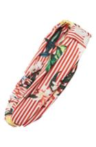Cara Floral Stripe Knot Head Wrap, Size - Red
