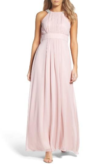 Women's Eliza J Embellished Chiffon Gown - Pink