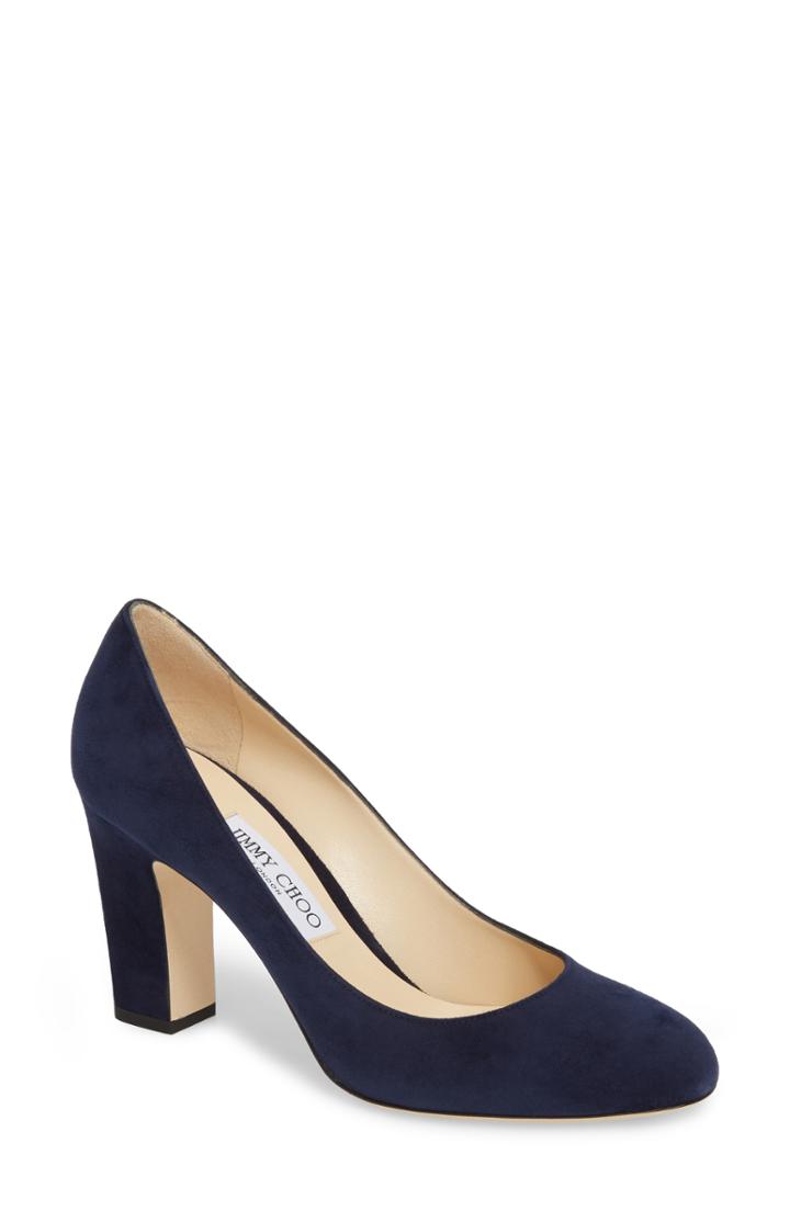 Women's Jimmy Choo Billie Block Heel Pump .5us / 35.5eu - Blue