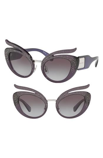 Women's Miu Miu 53mm Pave Cat Eye Sunglasses - Violet