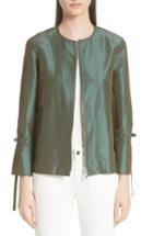 Women's Lafayette 148 New York Johnsie Satin Jacket - Green