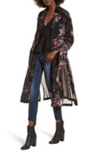 Women's Leith Floral Trench Coat - Black