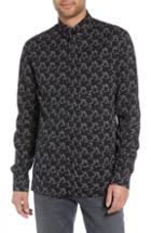 Men's The Kooples Print Sport Shirt /x-large - Black