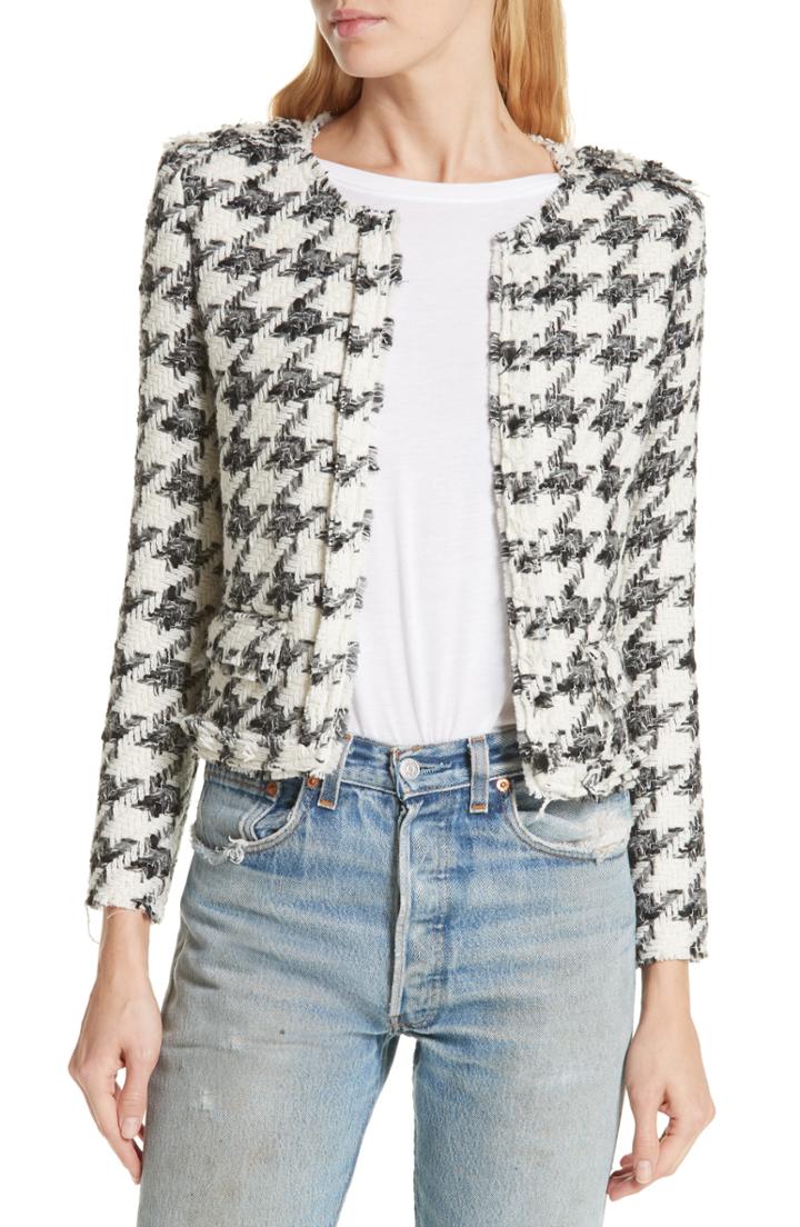 Women's Iro Houndstooth Tweed Jacket Us / 40 Fr - White