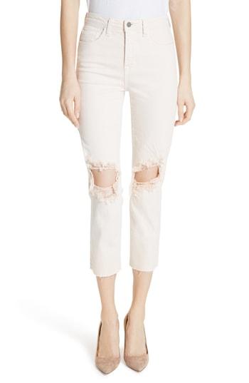 Women's L'agence Audrina Ripped Straight Leg Crop Jeans