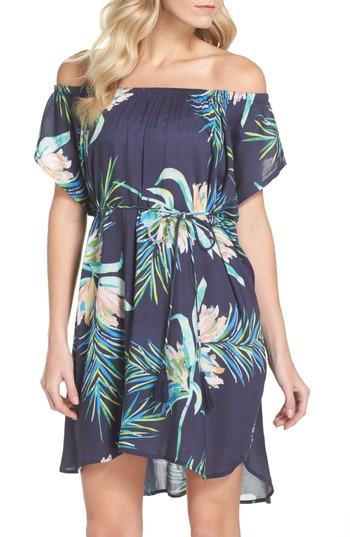 Women's Echo Paradise Palm Off The Shoulder Cover-up Dress - Blue