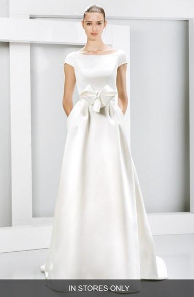 Women's Jesus Peiro Bow Detail Cap Sleeve Mikado Satin Dress