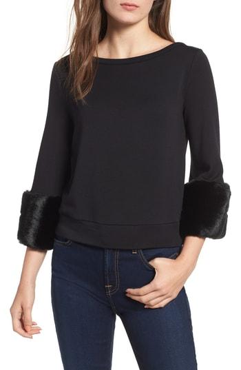 Women's Bailey 44 Freestyle Faux Fur Cuff Sweatshirt - Black