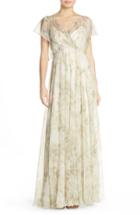 Women's Jenny Yoo 'cassie' Print Flutter Sleeve Chiffon Maxi Dress - Grey