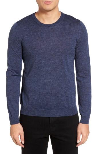 Men's Boss Leno-b Crewneck Wool Sweater - Blue