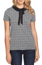 Women's Cece Glen Plaid Bow Collar Top, Size - Black