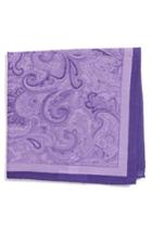 Men's Calibrate Paisley Cotton & Silk Pocket Square, Size - Purple