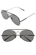 Women's Acne Studios Large Spitfire 57mm Aviator Sunglasses - Black Satin/ Black