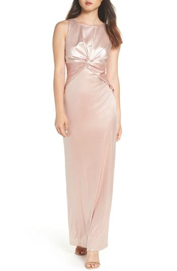 Women's Adrianna Papell Twist Front Velvet Gown - Pink
