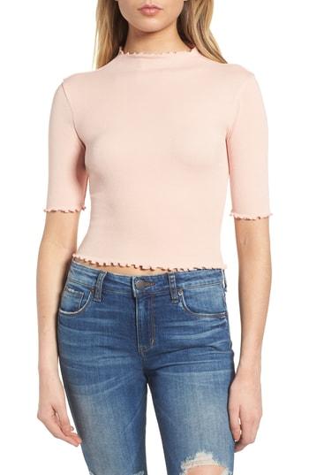 Women's Bp. Lettuce Edge Ribbed Top, Size - Pink