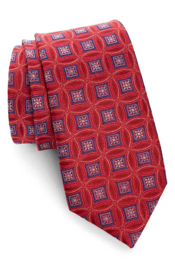 Men's Nordstrom Men's Shop Lauren Medallion Silk Tie, Size - Red