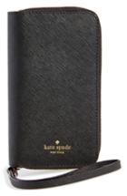 Kate Spade New York Iphone X/xs Leather Folio Wristlet - Black