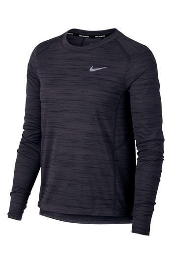 Women's Nike Miler Long Sleeve Slub Tee - Black