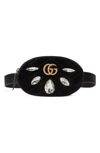 Gucci Marmont 2.0 Crystal & Velvet Belt Bag - Pink
