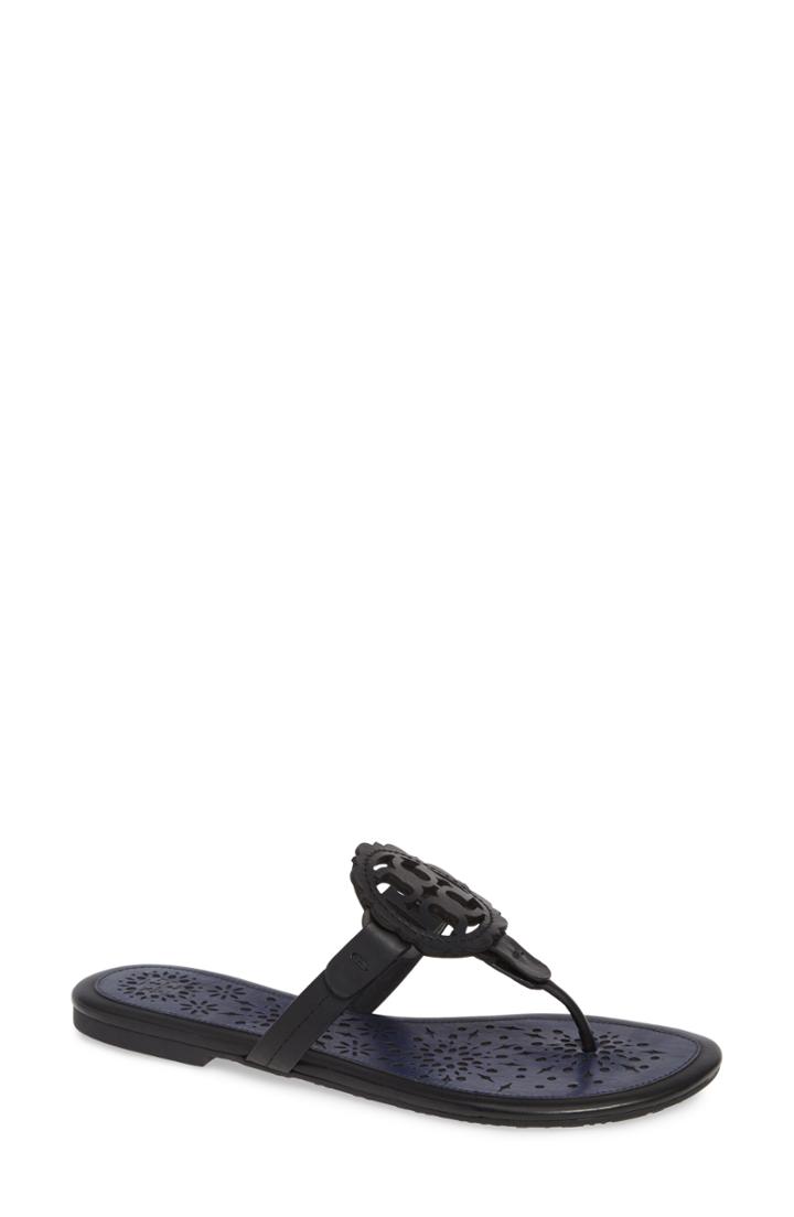 Women's Tory Burch Miller Scalloped Medallion Sandal M - Black