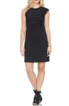 Petite Women's Vince Camuto Asymmetrical Ruffle Ponte Dress P - Black