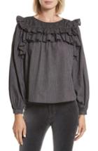 Women's La Vie Rebecca Taylor Ruffle Lurex Stripe Blouse