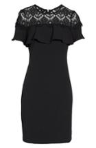 Women's Julia Jordan Lace Ruffle Sheath Dress - Black