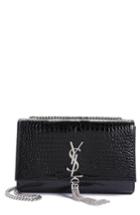 Saint Laurent Medium Kate Tassel Croc Embossed Calfskin Leather Crossbody Bag -
