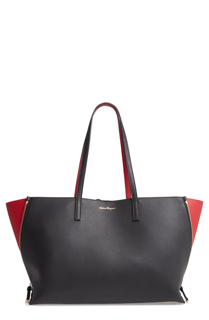 Salvatore Ferragamo Jet Set Leather Tote - Black