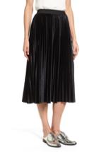 Women's Halogen Velvet Pleated Midi Skirt, Size - Black