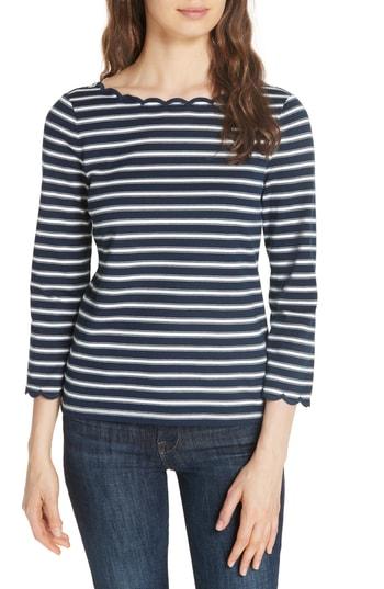 Women's Kate Spade New York Scalloped Stripe Top - Blue