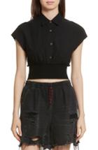 Women's T By Alexander Wang Washed Cotton Poplin Crop Top - Black