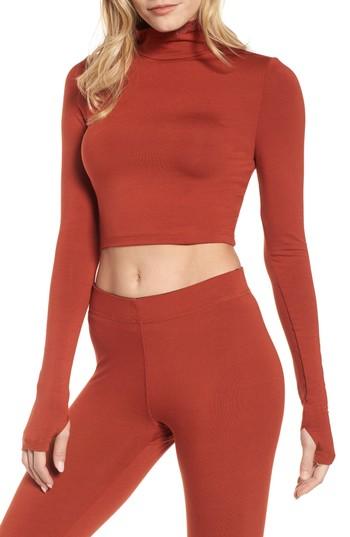 Women's Ivy Park Open Back Crop Turtleneck, Size - Red