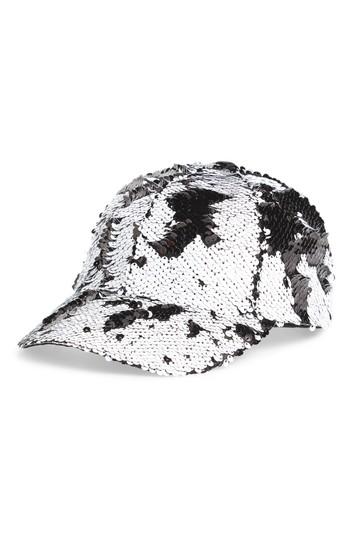 Women's Steve Madden Sequin Baseball Cap - Black