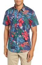 Men's Bonobos Riviera Slim Fit Leopard Floral Sport Shirt R - Green