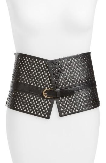 Women's Amici Accessories Faux Leather Wide Cutout Belt